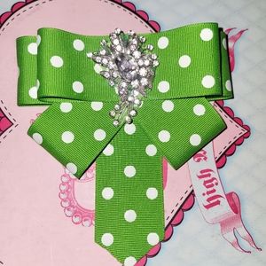 GREEN AND WHITE ELLEN BAILEY BOWTIE